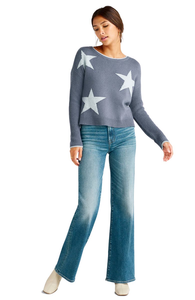 Splendid Frances Intarsia Crewneck Sweater, Alternate, color, Ash Navy