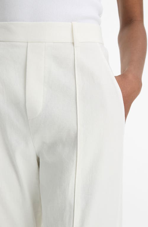 Vince Linen Blend Mid Rise Tapered Pull On Pants In Off White