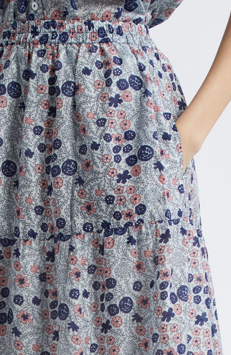 MILLE Paola Floral Print Tie Waist Maxi Skirt, Alternate, color, Navy Floral