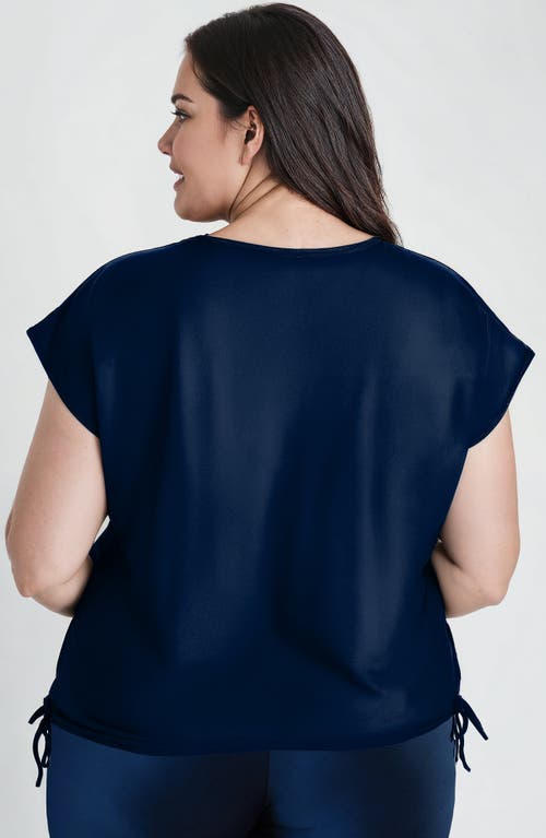 Calypsa Plus Size Daphne Loose Fit Swim Top In Blue