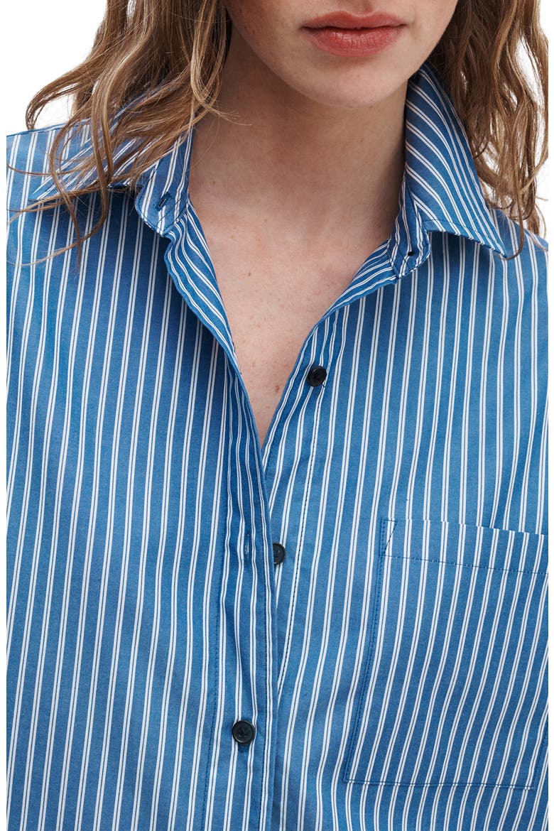 Connie Stripe Short Sleeve Poplin Button-Up Shirt, Alternate, color, BLUE STRIPE