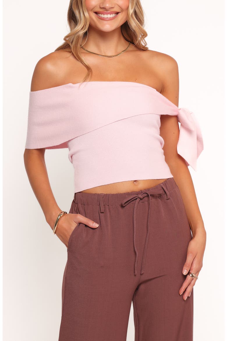 Charama Bow Detail Off the Shoulder Knit Top, Main, color, PINK