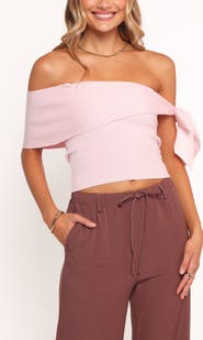 Petal & Pup Charama Bow Detail Off the Shoulder Knit Top