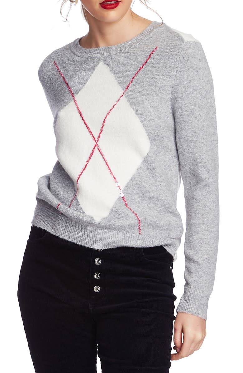 Court & Rowe Cozy Bouclé Sequin Argyle Sweater, Main, color, 