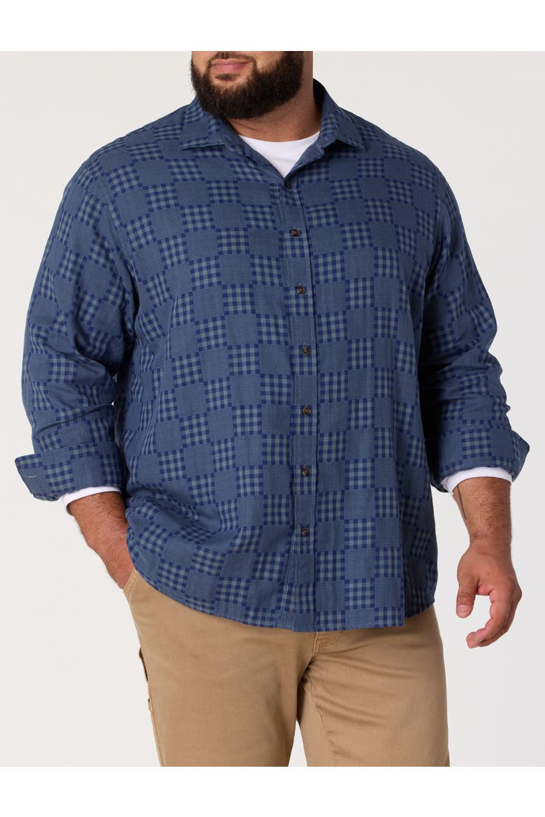 Big & Tall Plaid Patch Sport Shirt, Main, color, MEDIEVAL BLUE