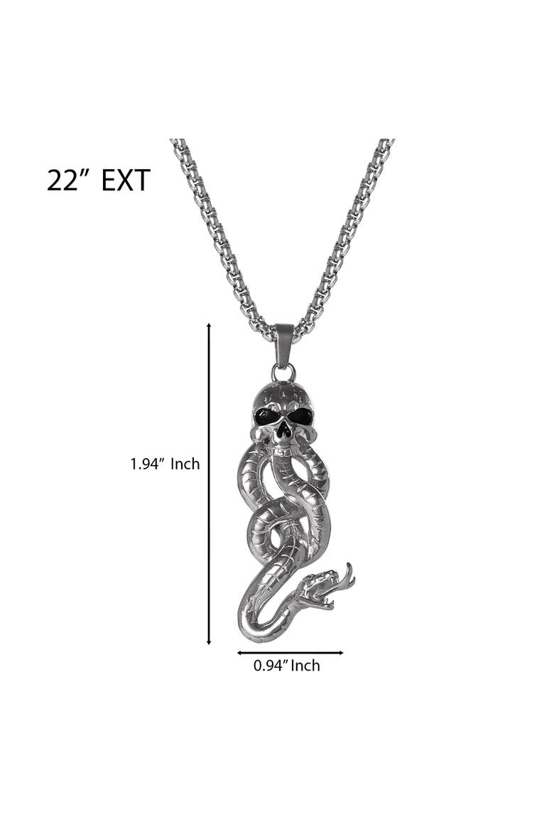 Dark Mark Skull and Snake Pendant Necklace, 22", Alternate, color, Silver