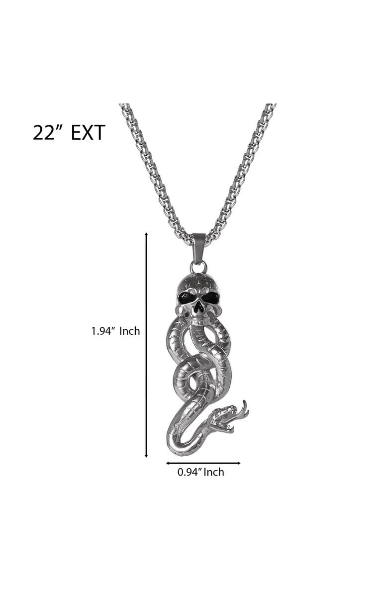 HARRY POTTER Dark Mark Skull and Snake Pendant Necklace, 22", Alternate, color, Silver