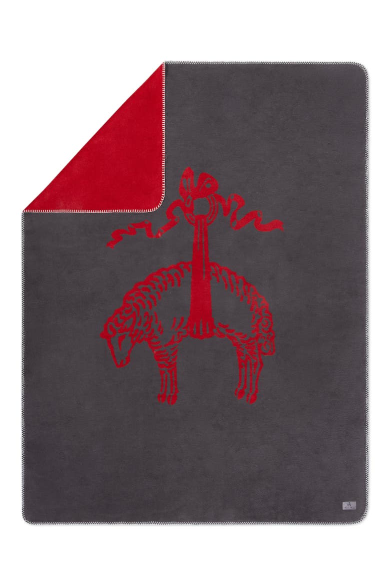 Logo Double Faced Throw Blanket, Main, color, RED