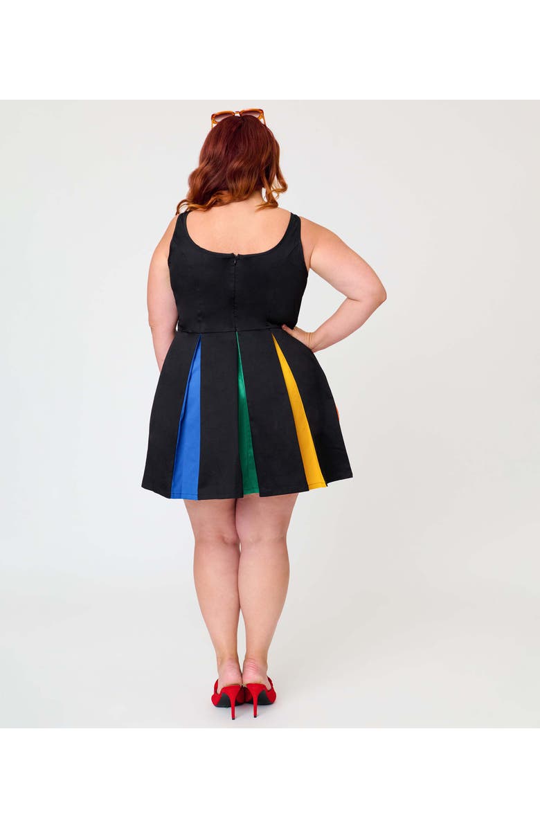 Smak Parlour Plus Size Pleated Skirted Romper, Alternate, color, Black W/ Colored Skirt