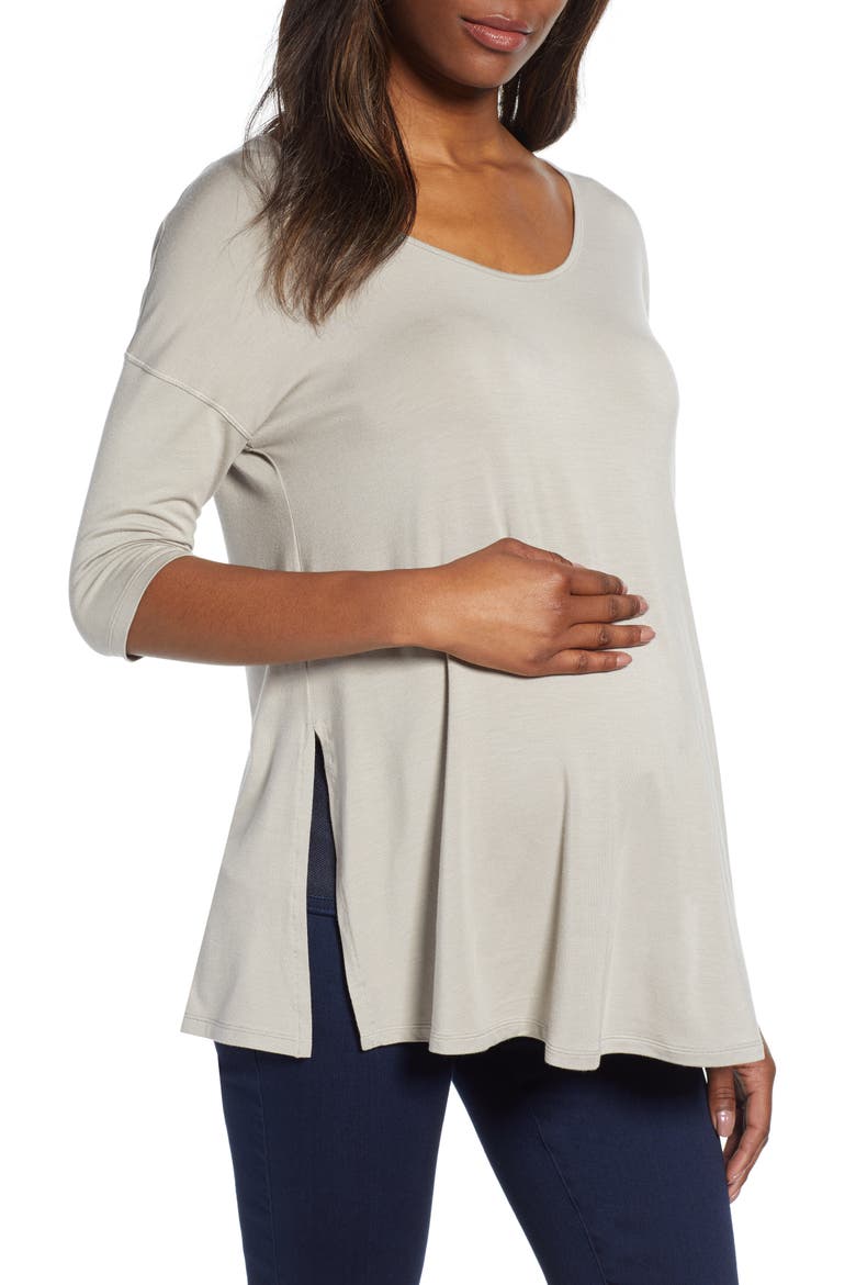 Maternity Yoga Top, Main, color, ASH GREY