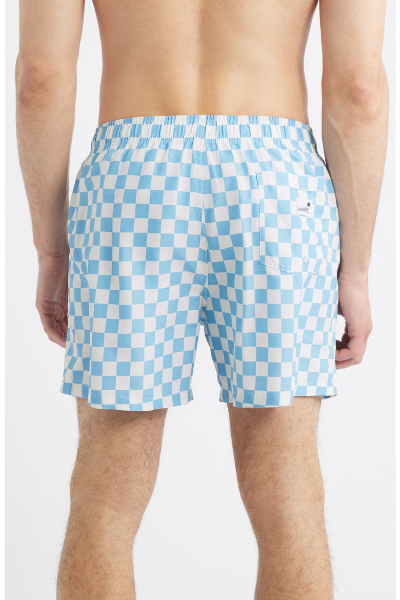 Checkerboard Print Swim Trunks, Alternate, color, BLUE/ CREAM