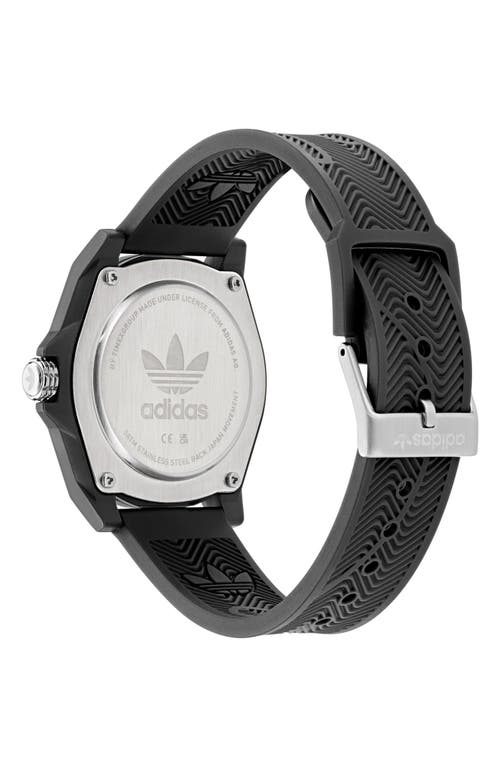 Adidas Originals Adidas Ao Street Project 4 Black Logo Tread Dial Resin Strap Watch, 41mm In Black