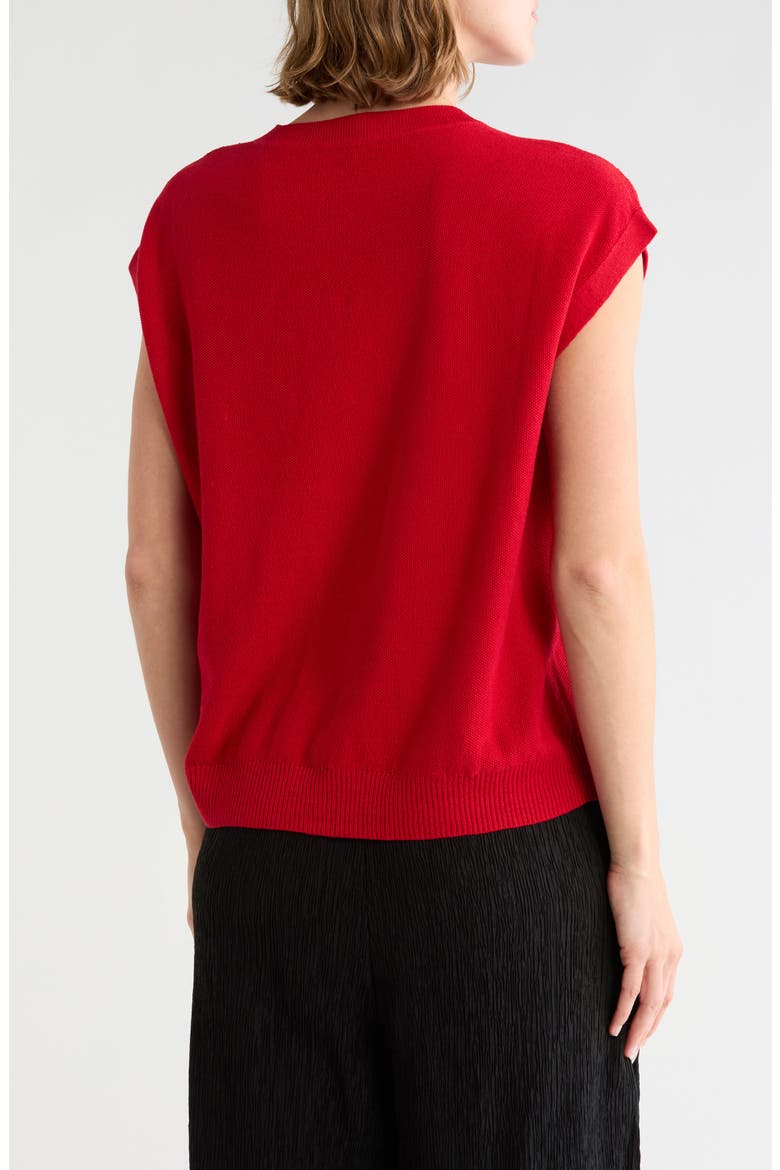 Cap Sleeve Organic Linen & Organic Cotton Sweater, Alternate, color, CRIMSON