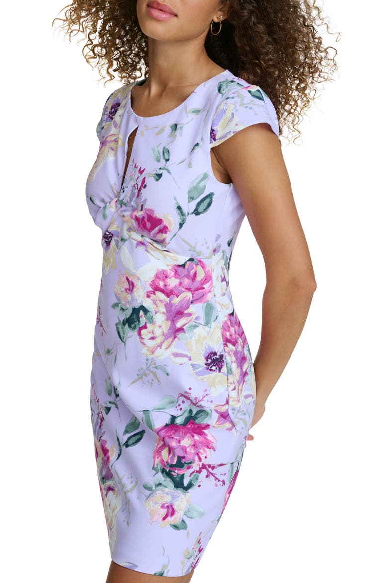 Keyhole Floral Body-Con Dress, Alternate, color, LILAC MULTI