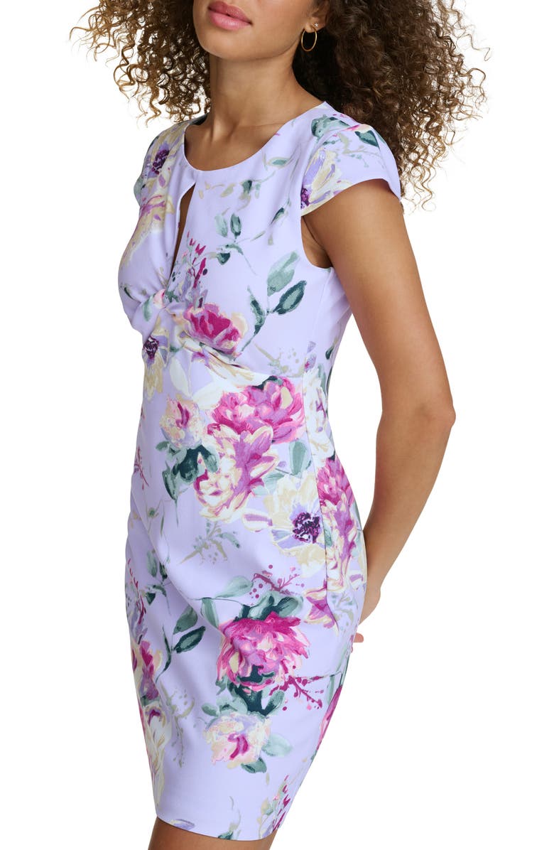 Siena Keyhole Floral Body-Con Dress, Alternate, color, Lilac Multi