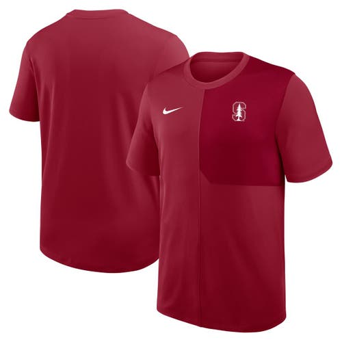 Nike Cardinal Stanford Cardinal 2025 Sideline Uv Performance Coach T-shirt In Red