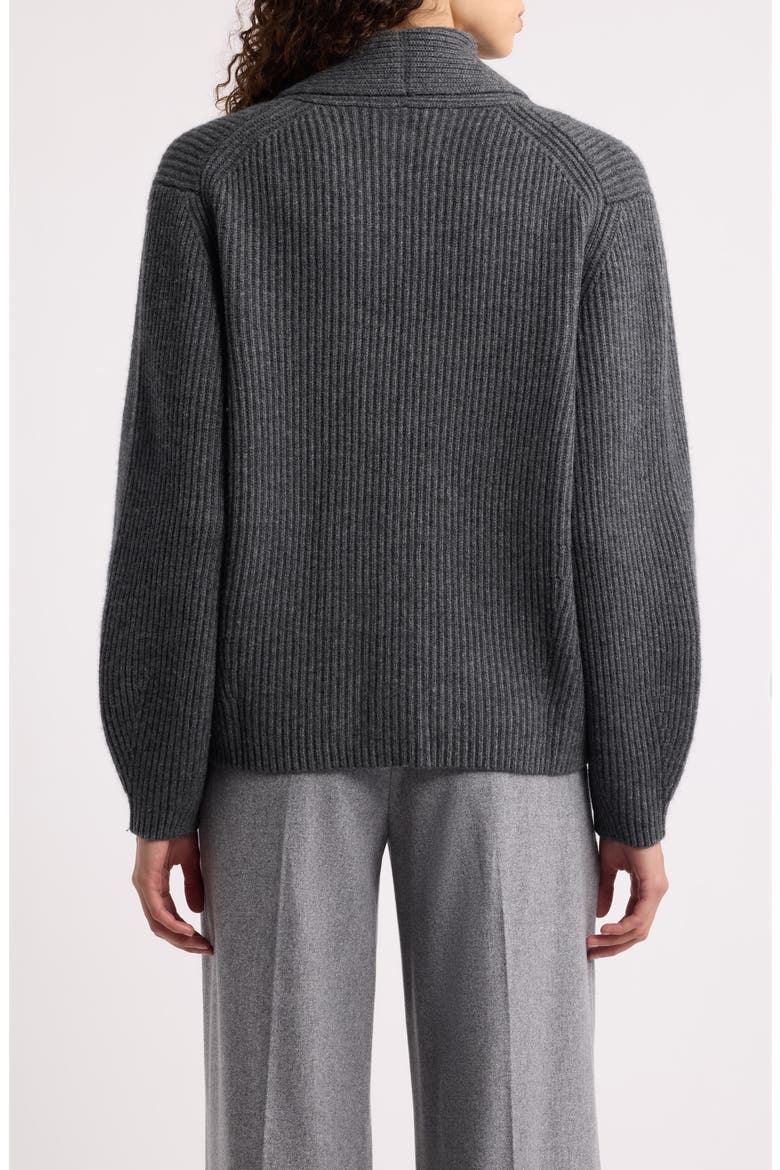 Ribbed Shawl Collar Wool & Cashmere Cardigan, Alternate, color, CHARCOAL