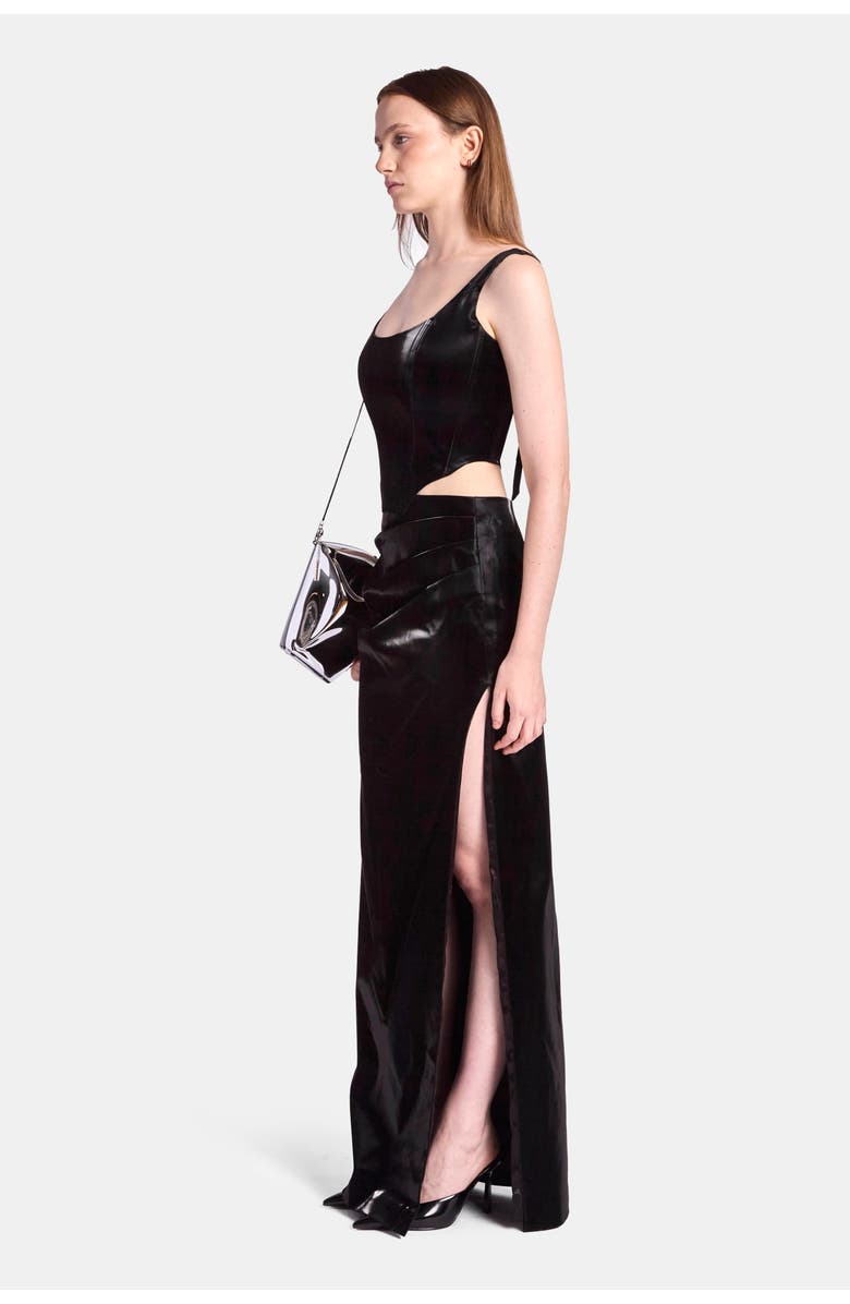 KATE BARTON Willow Black Vinyl Corset, Alternate, color, Black