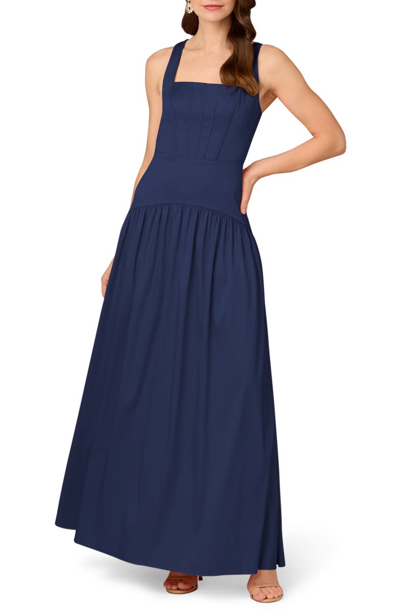Aidan Mattox Stretch Mikado A-Line Gown, Main, color, 