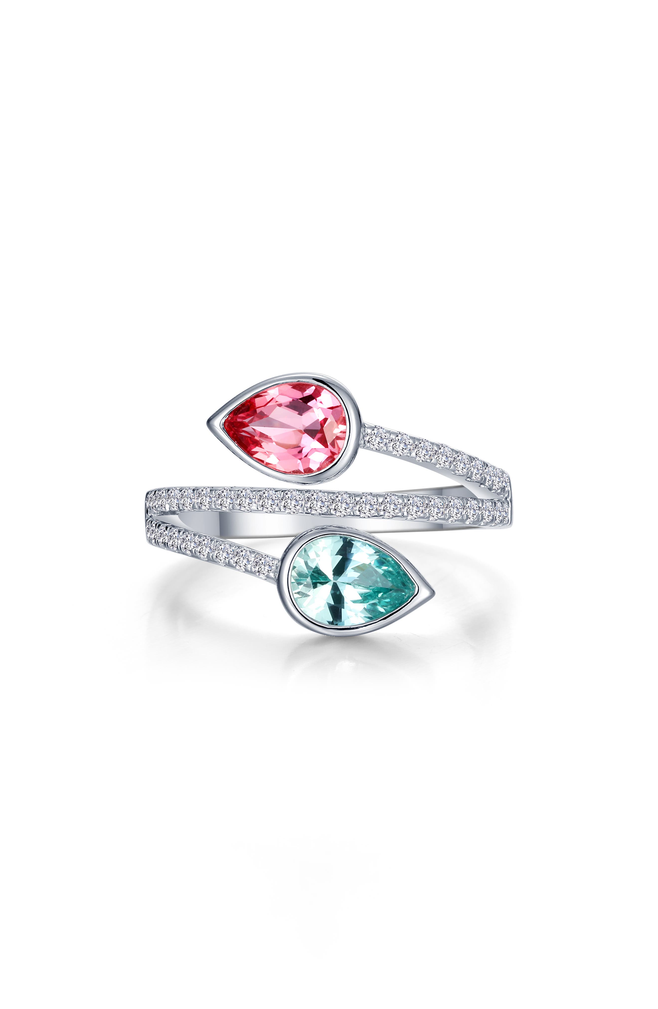 Kaleidoscope Lab-Grown Sapphire & Simulated Diamond Bypass Ring