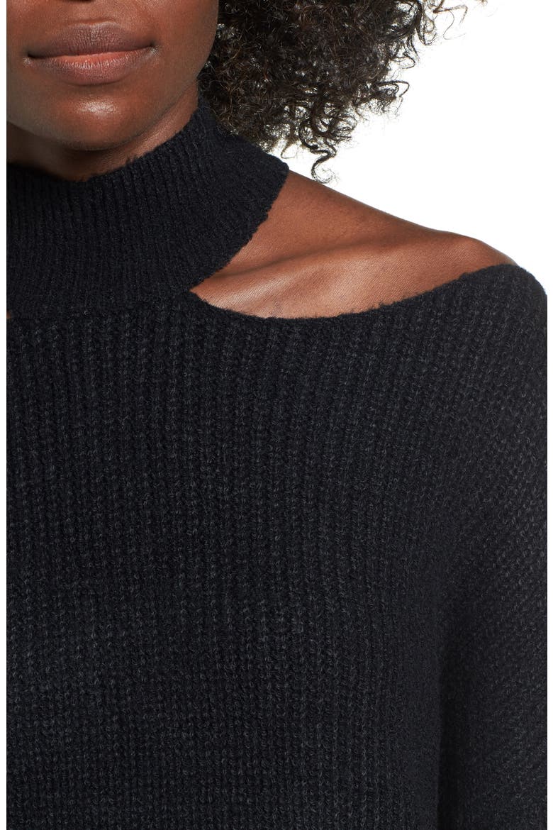 Cutout Turtleneck Sweater, Alternate, color, BLACK
