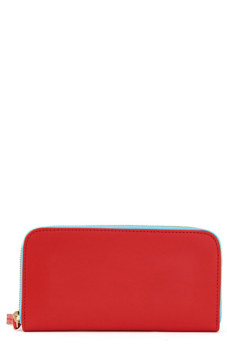 Clare V. Leather Zip Around Wallet, Main, color, 