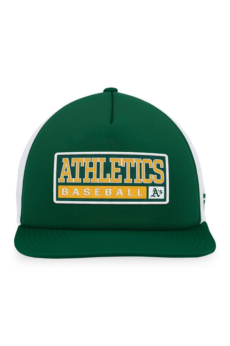 Men's Majestic Green/White Oakland Athletics Foam Trucker Snapback Hat, Alternate, color, Green