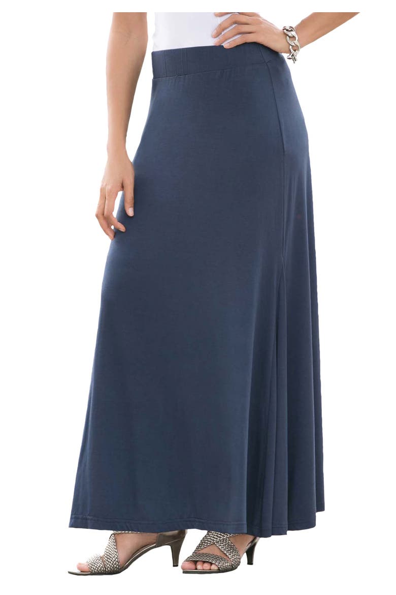 Everyday Stretch Knit Maxi Skirt, Main, color, NAVY