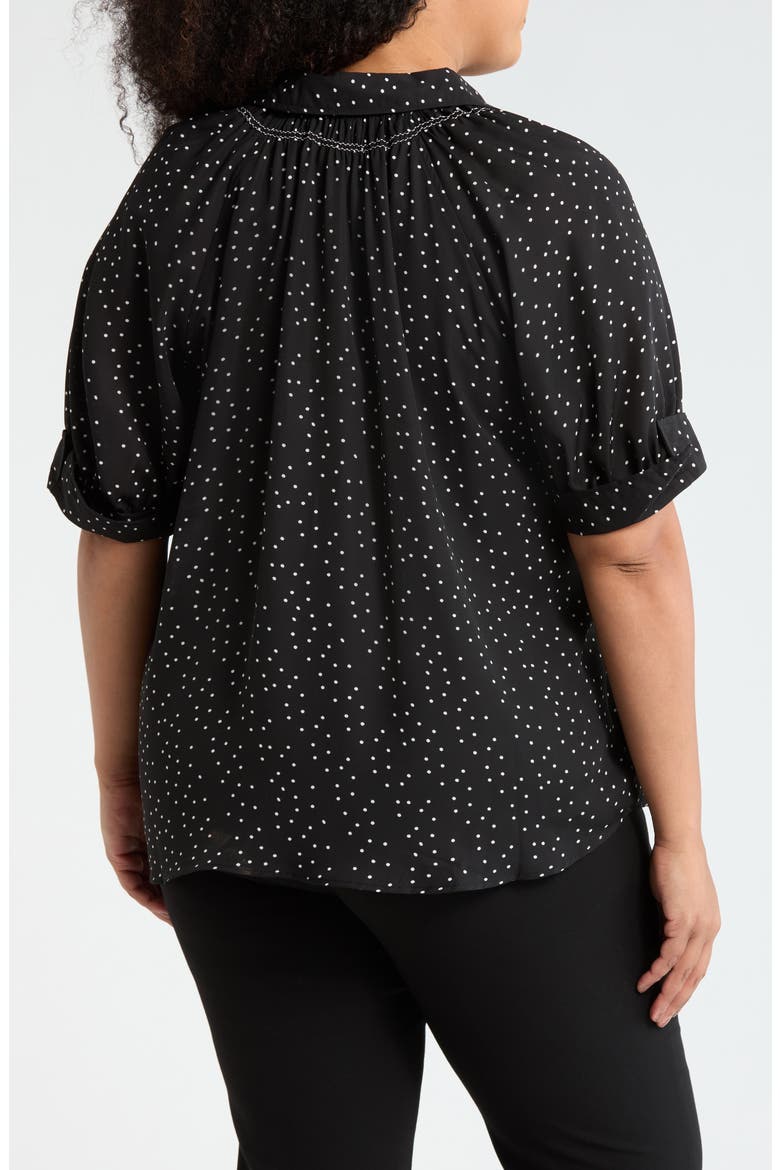 Puff Sleeve Top, Alternate, color, BLACK/ IVORY POLKA DOT