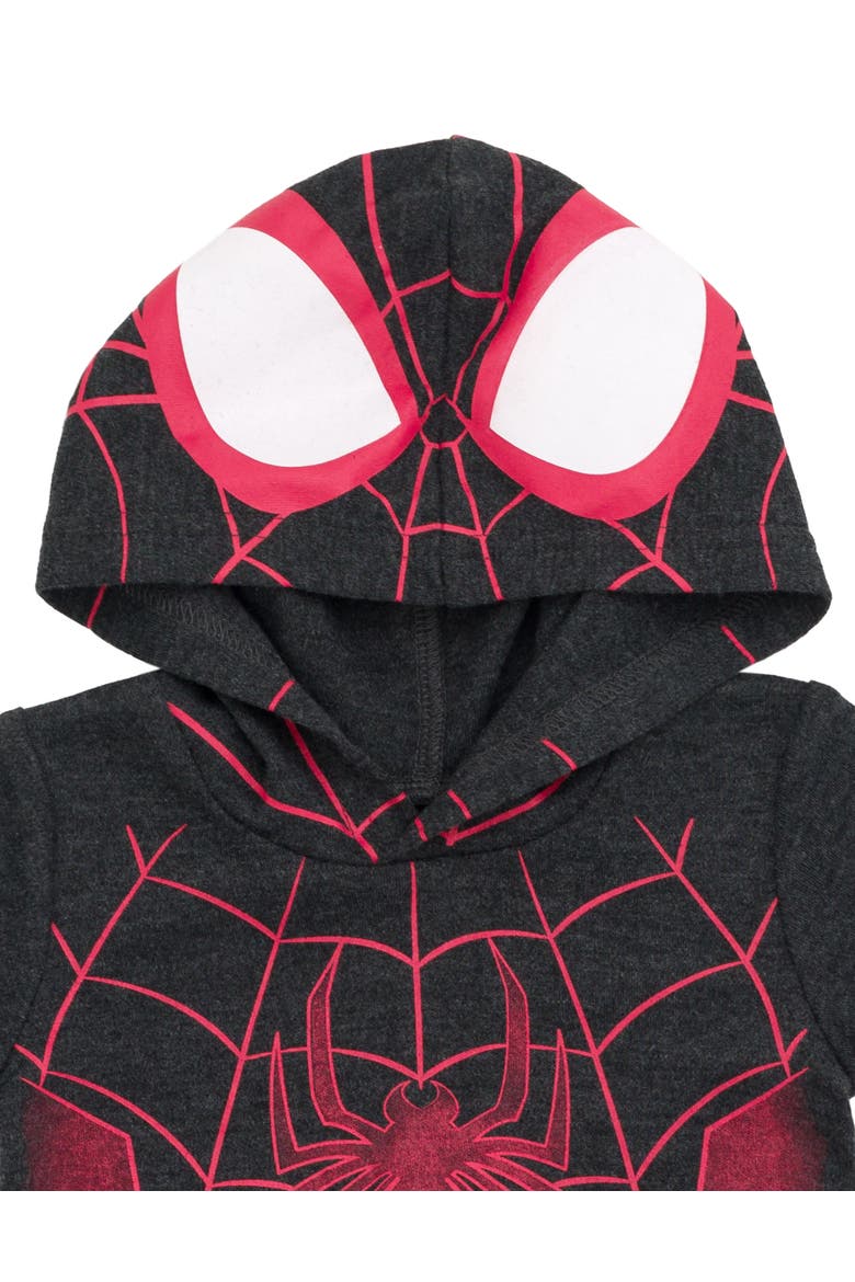 Spider-Verse Miles Morales Cosplay Hooded Romper, Alternate, color, Miles Morales Charcoal