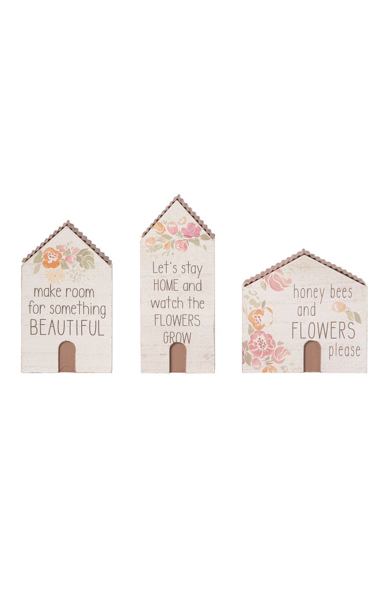 Transpac Wood 4.96 Inch White Spring Little House Decor Set of 3 Decorative Objects for Spring Home Decor, Main, color, White
