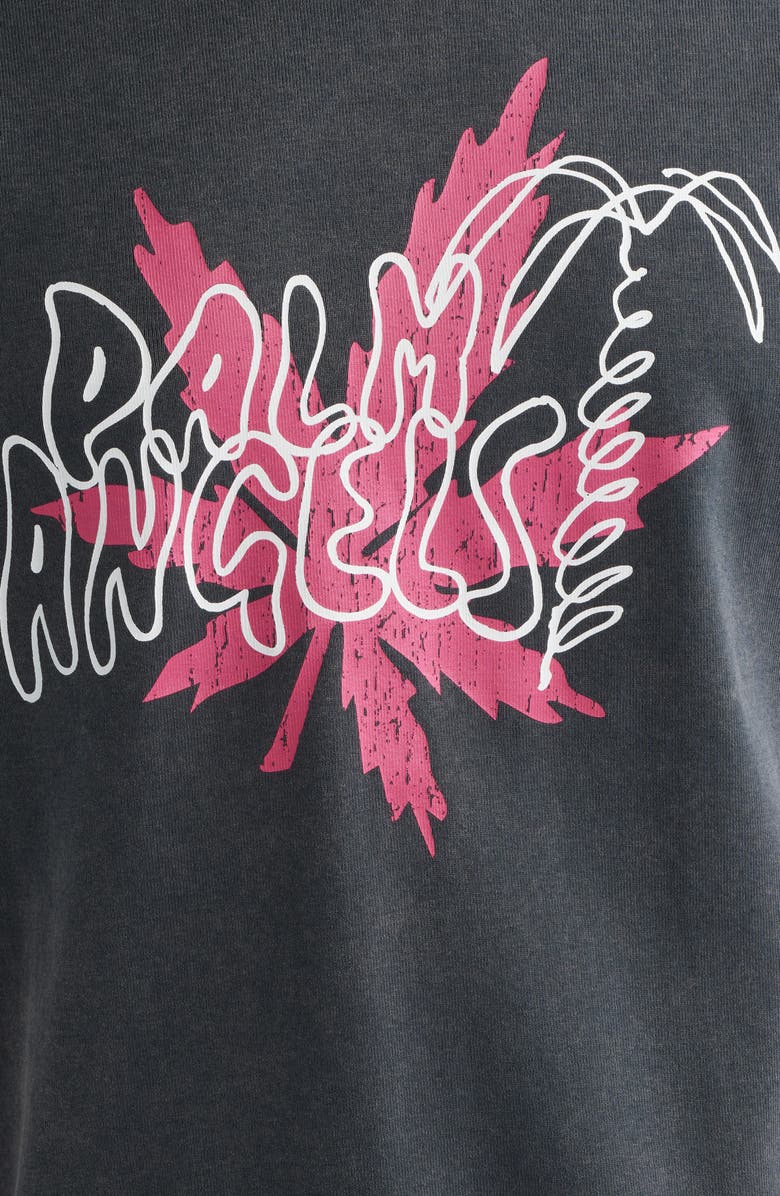 Palm Angels Palm Leaf Regular Fit Graphic T-Shirt, Alternate, color, Black Fuchsia