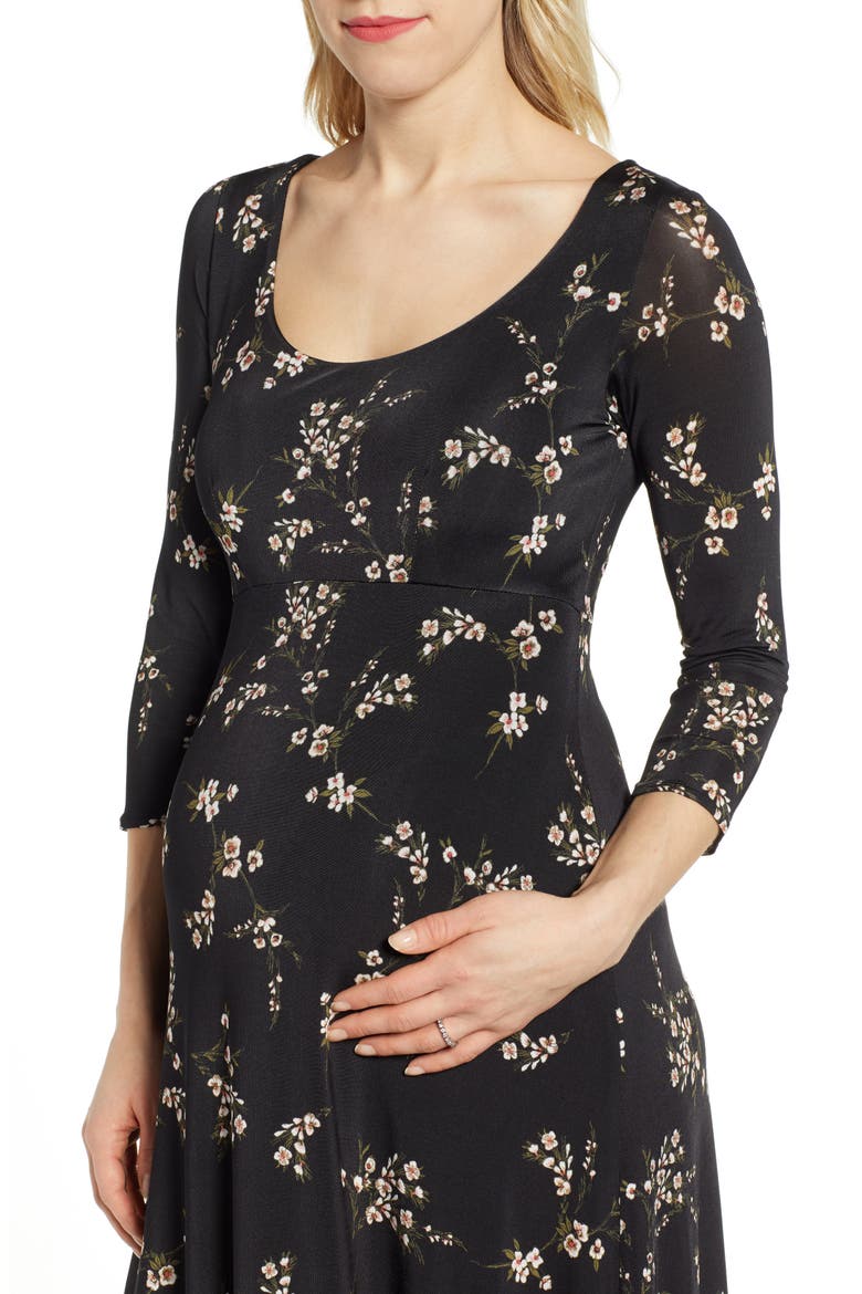 Samantha Maternity Maxi Dress, Alternate, color, BLACK