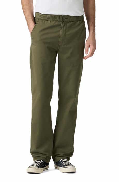 Pull-On Relaxed Straight Leg Twill Pants