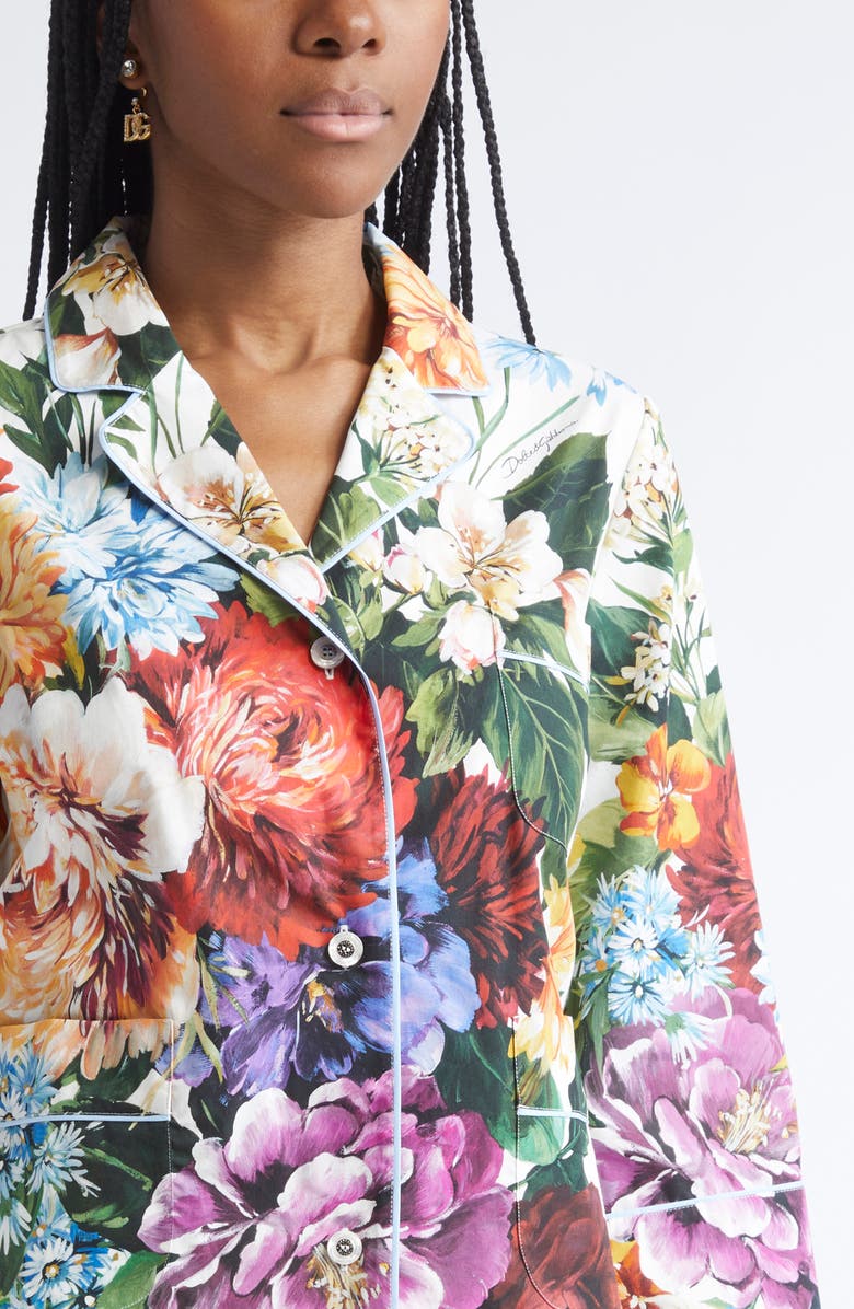 Dolce&Gabbana Floral Button-Up Top, Alternate, color, Ha5pc B.fiori Cret. F.bco