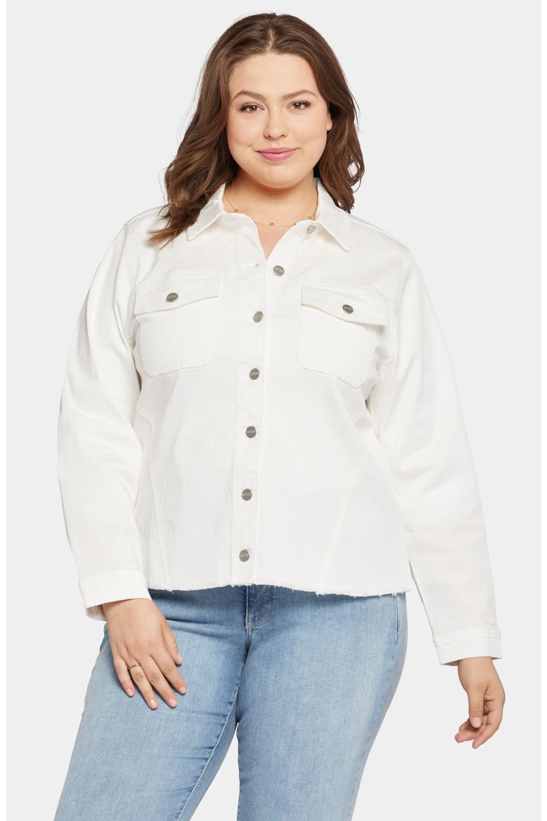Fray Hem Denim Trucker Jacket, Alternate, color, OPTIC WHITE