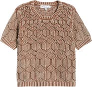 CITY BLUES Open Stitch Short Sleeve Sweater