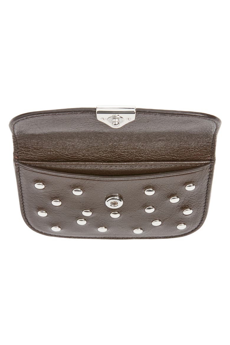 Soft Tab Studded Leather Card Holder, Alternate, color, DARK CHOCOLATE