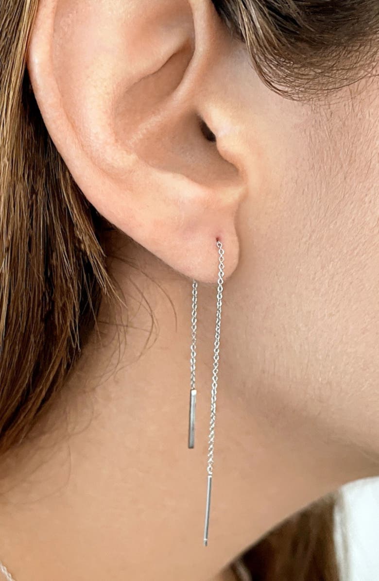 Adornia Set of 2 Bar & Threader Earrings, Alternate, color, Silver