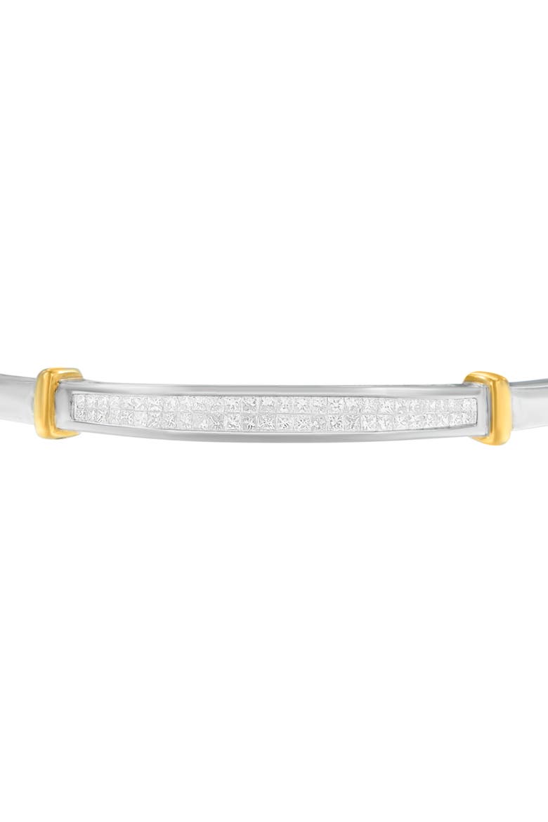 14K Two-Toned Gold Princess Cut Diamond Fashion Bangle, Alternate, color, Yellow