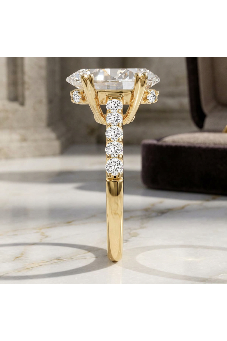 Isidora 3.5 Cts 14K Yellow Gold Oval Lab Grown Diamond Hidden Halo Engagement Ring, Alternate, color, 14K Yellow Gold