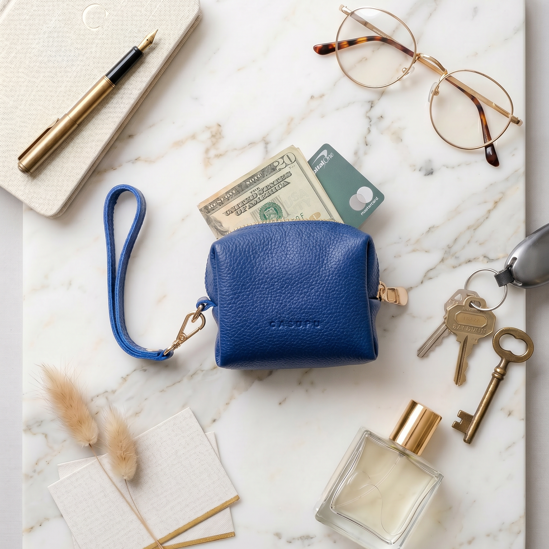 Mini Zipper Bag with Wristlet, Alternate, color, Cobalt Blue