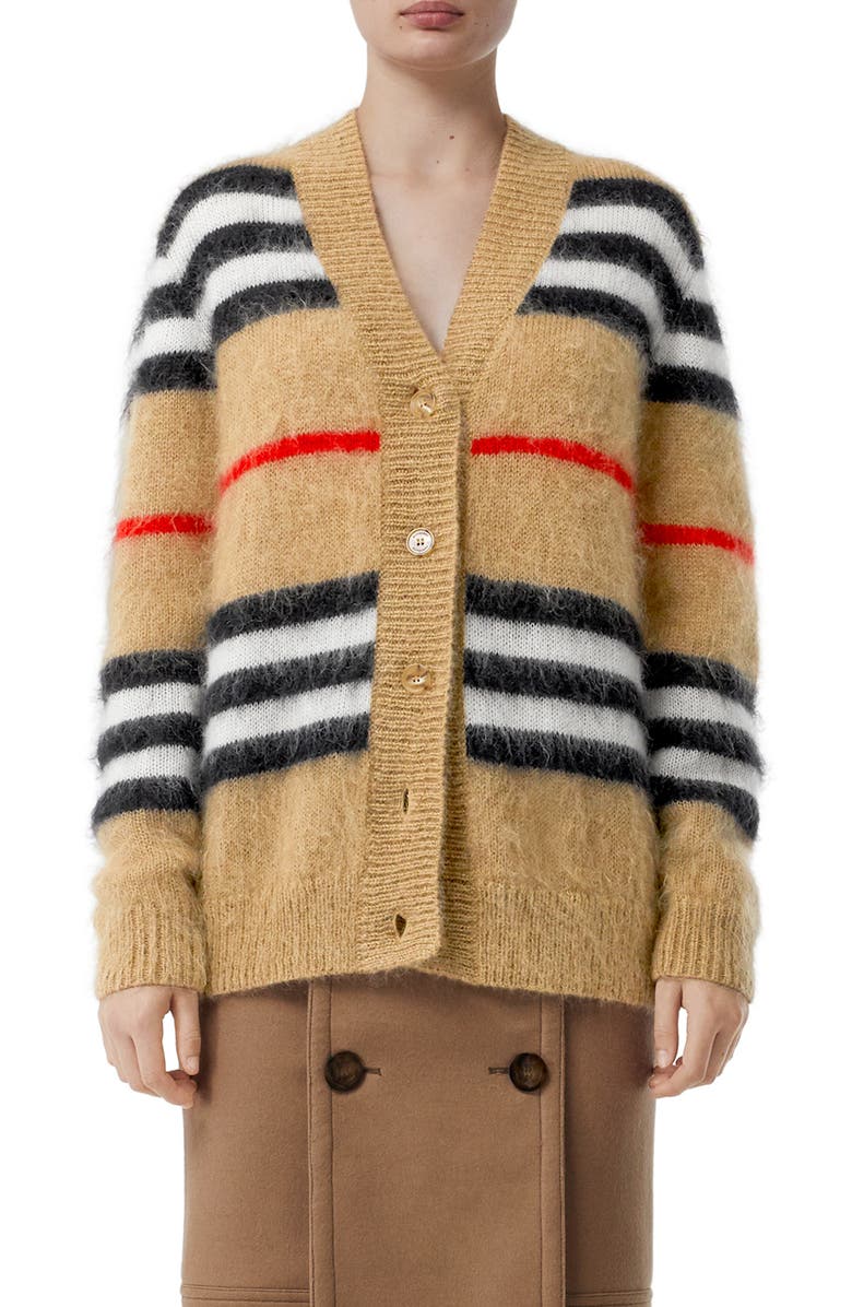 Burberry Gamtoos Icon Stripe Mohair Blend Cardigan, Main, color, 