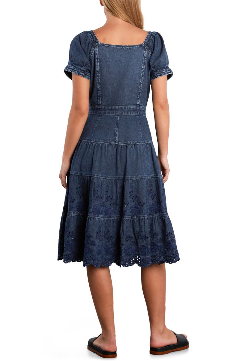 Ruby Eyelet Tiered Denim Midi Dress, Alternate, color, PETAL DREAM