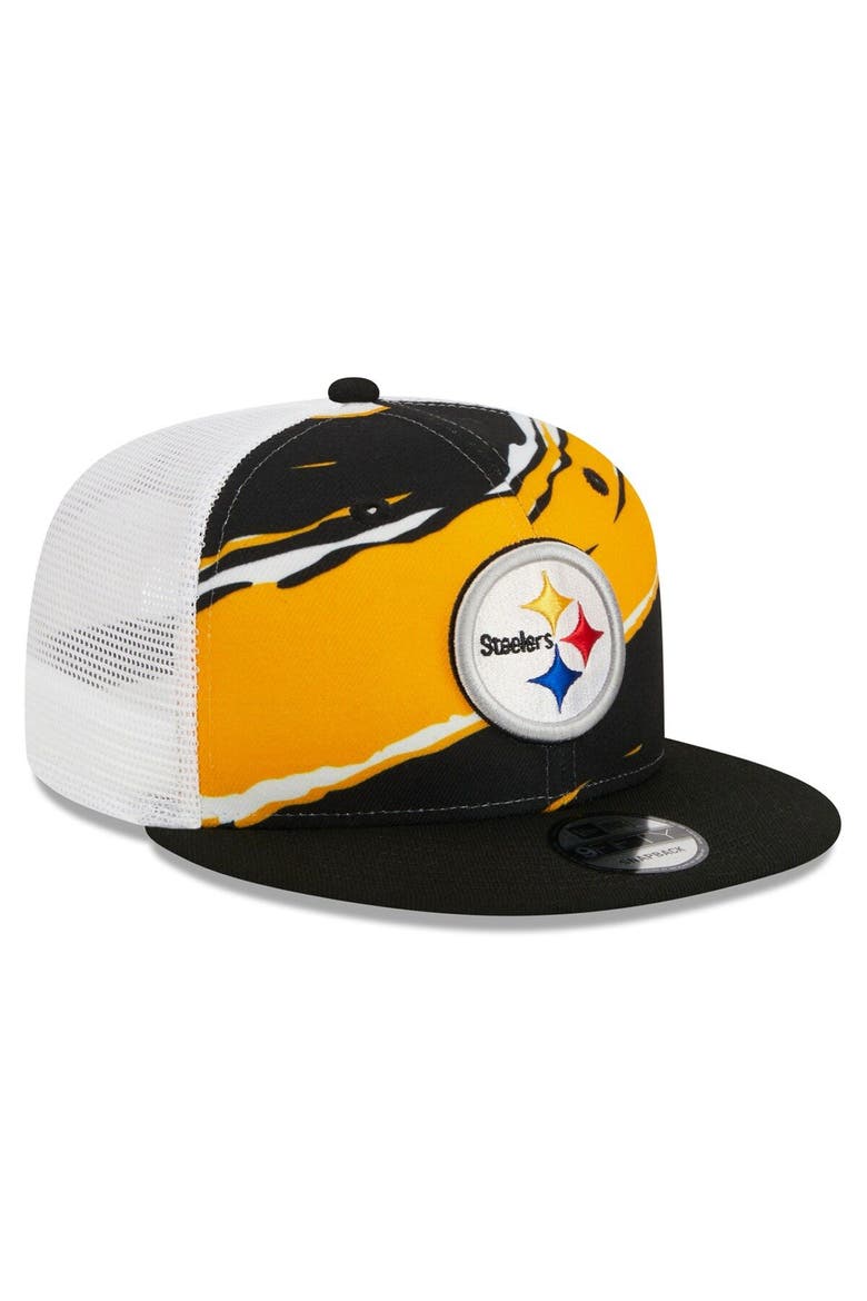Men's New Era Black Pittsburgh Steelers  Tear Trucker 9FIFTY Snapback Hat, Alternate, color, Black