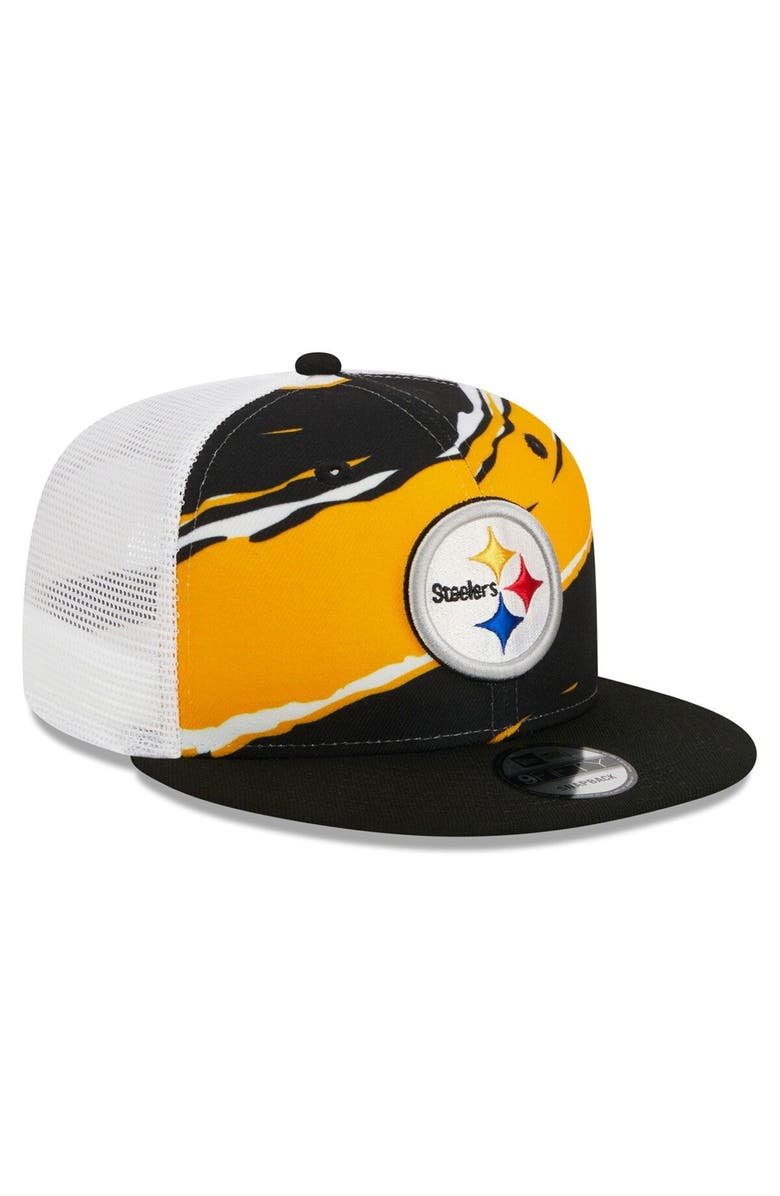 New Era Men's New Era Black Pittsburgh Steelers Tear Trucker 9FIFTY Snapback Hat, Alternate, color,