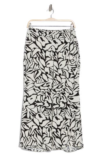 Nordstrom Rack Printed Palazzo Pants In Ivory- Black Abstract Animal