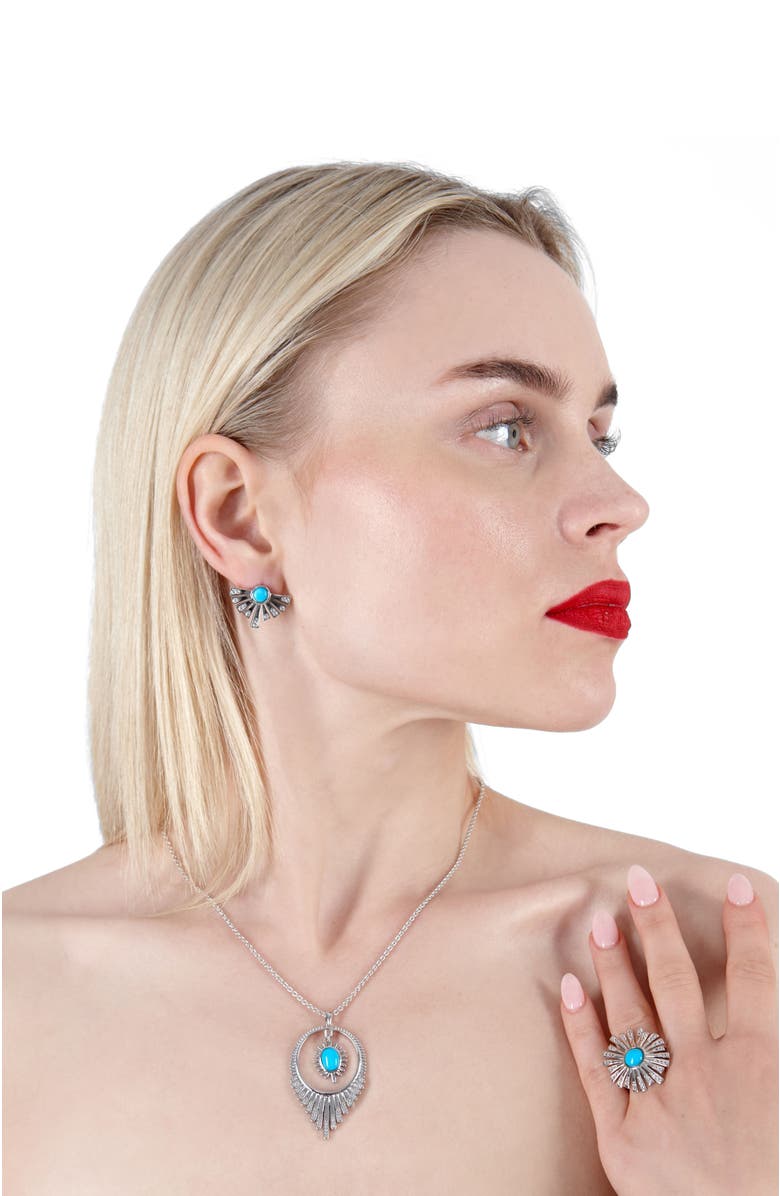 Lucy Quartermaine Egyptian Turquoise Studs, Alternate, color, Sterling Silver