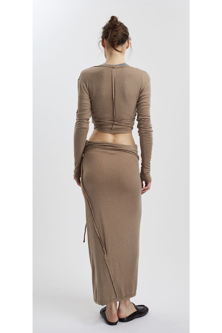Papper Wrap Skirt, Alternate, color, BROWN