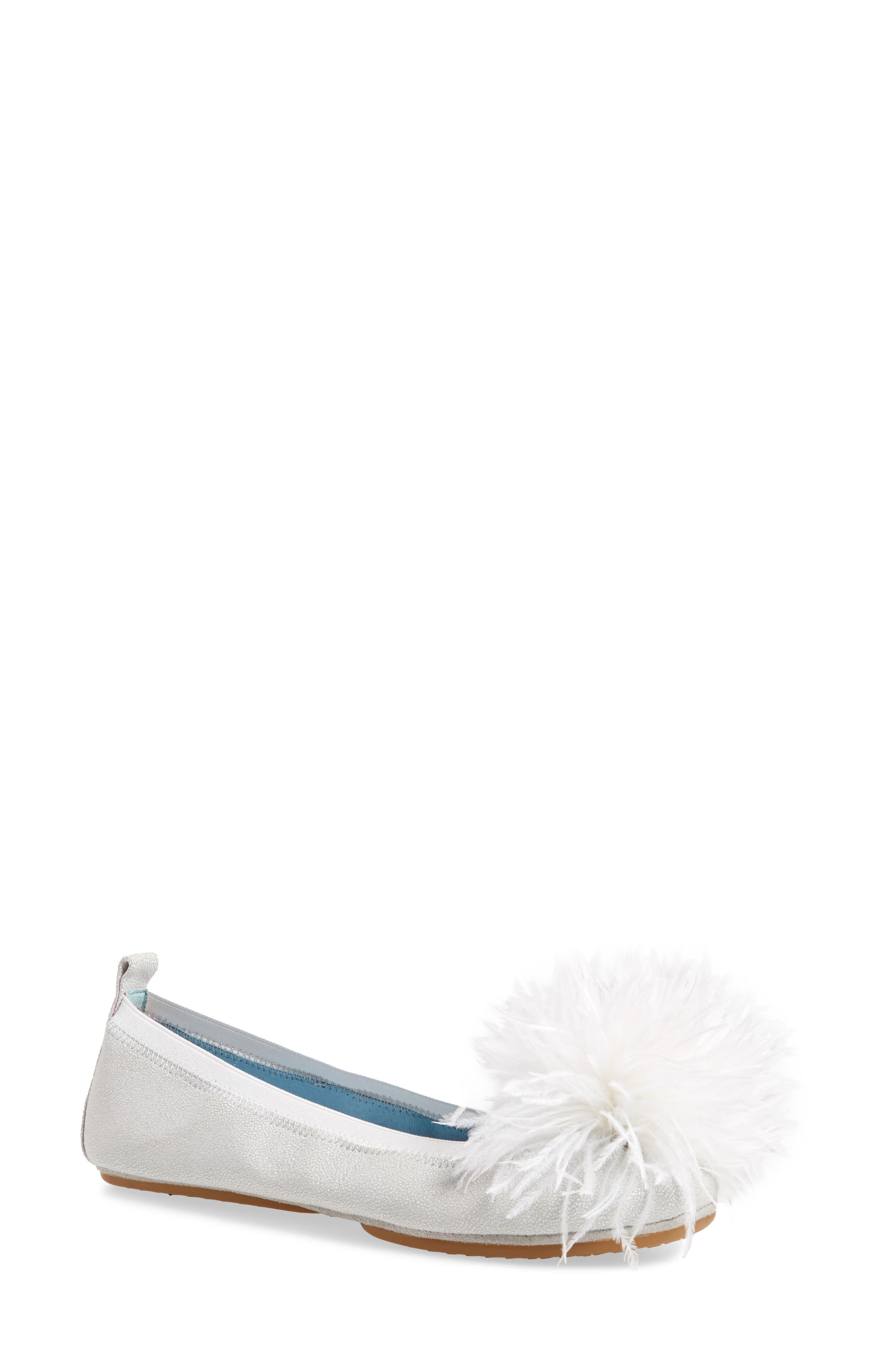 Yosi Samra Marabou Feather Pompom Flat, Main, color, 